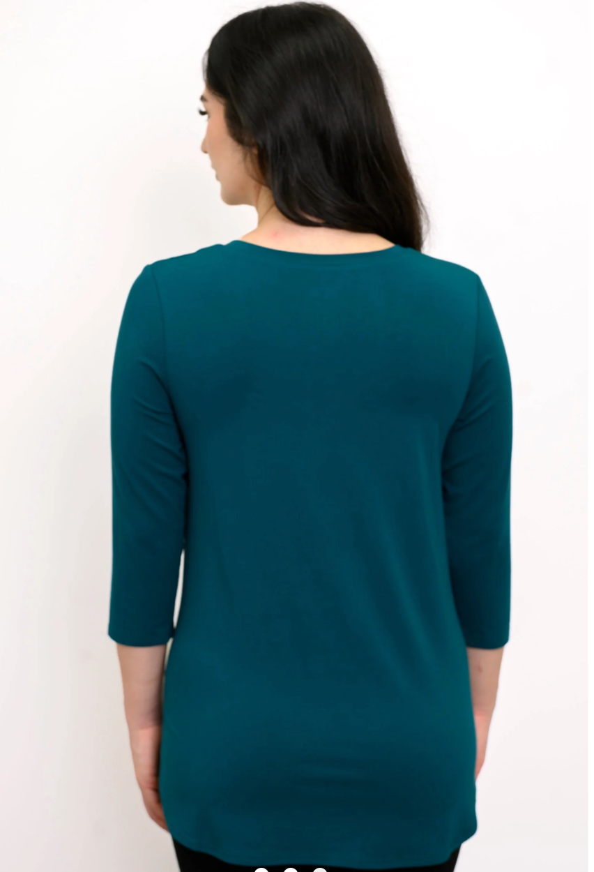 Blue Sky Jackie shirt, solid 3/4 sleeves