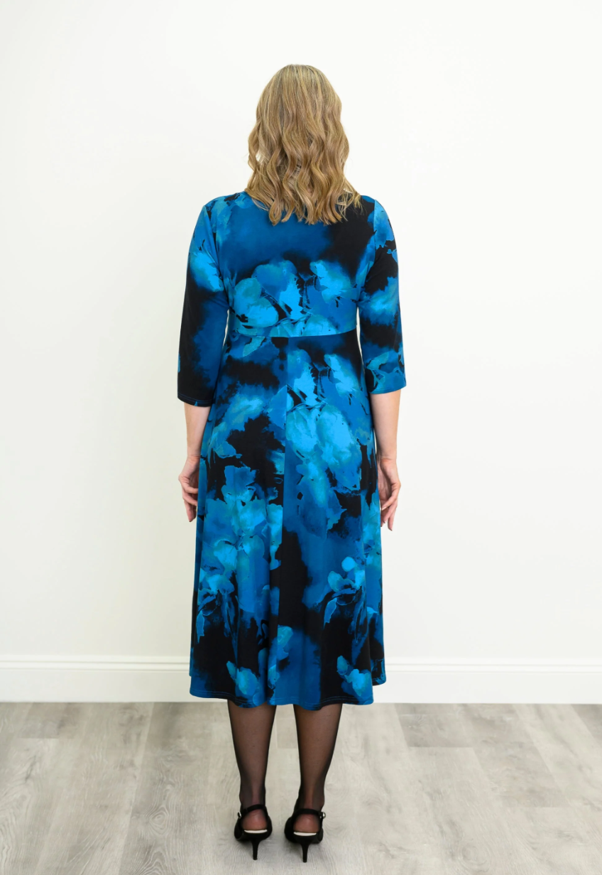 Vestido Blue Sky Morgan, estampado Mamina de lino bambú