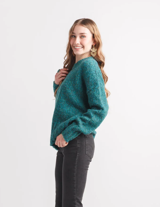 Papillon sweater 19215, marl knit rib trim (2 colors_)