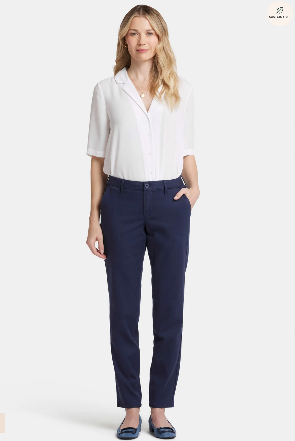 NYDJ Sheri Slim trouser pants, tencel blend Starless Sky