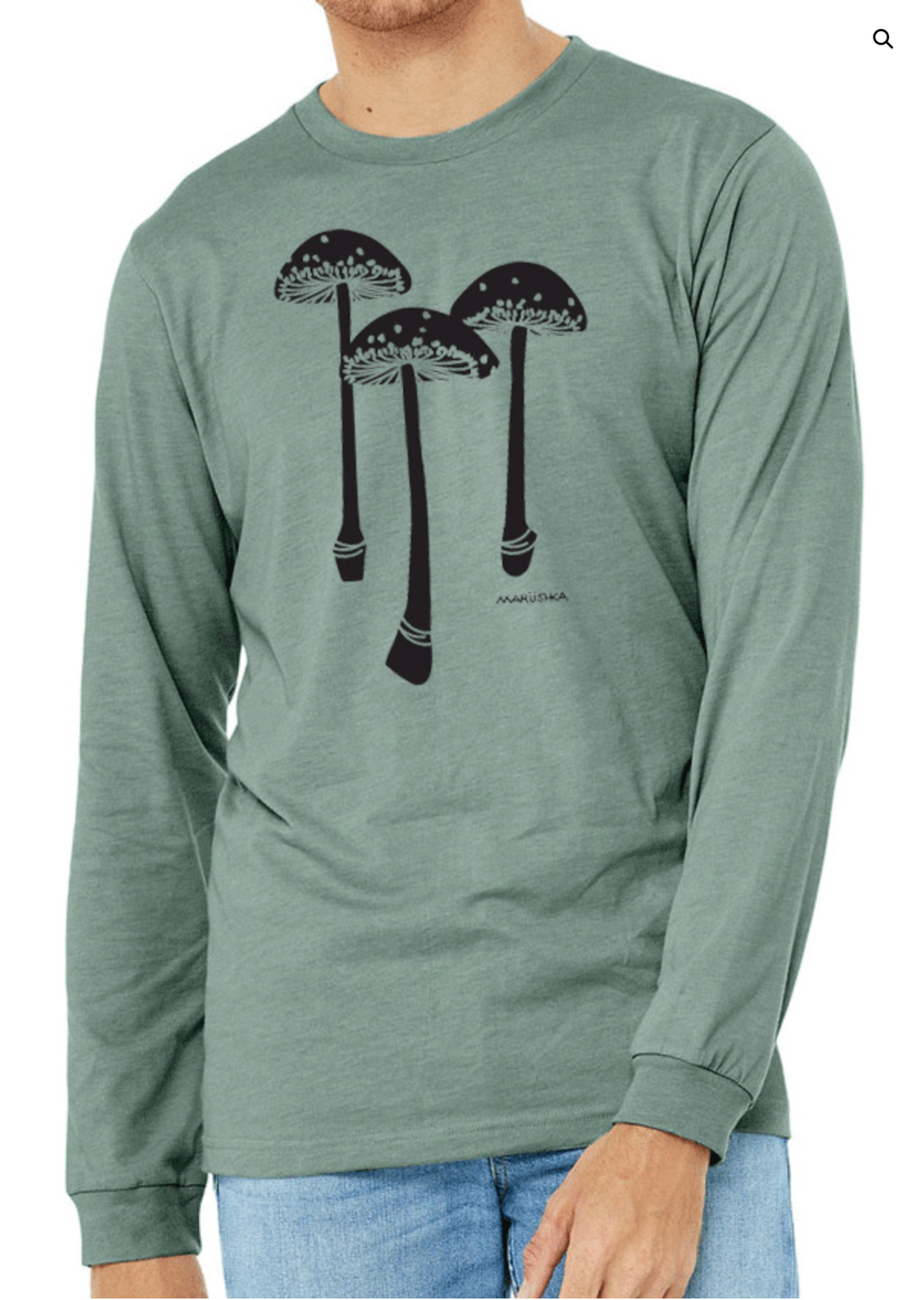 Marushka t-shirt, 3 Mushrooms long-sleeve UNISEX crew