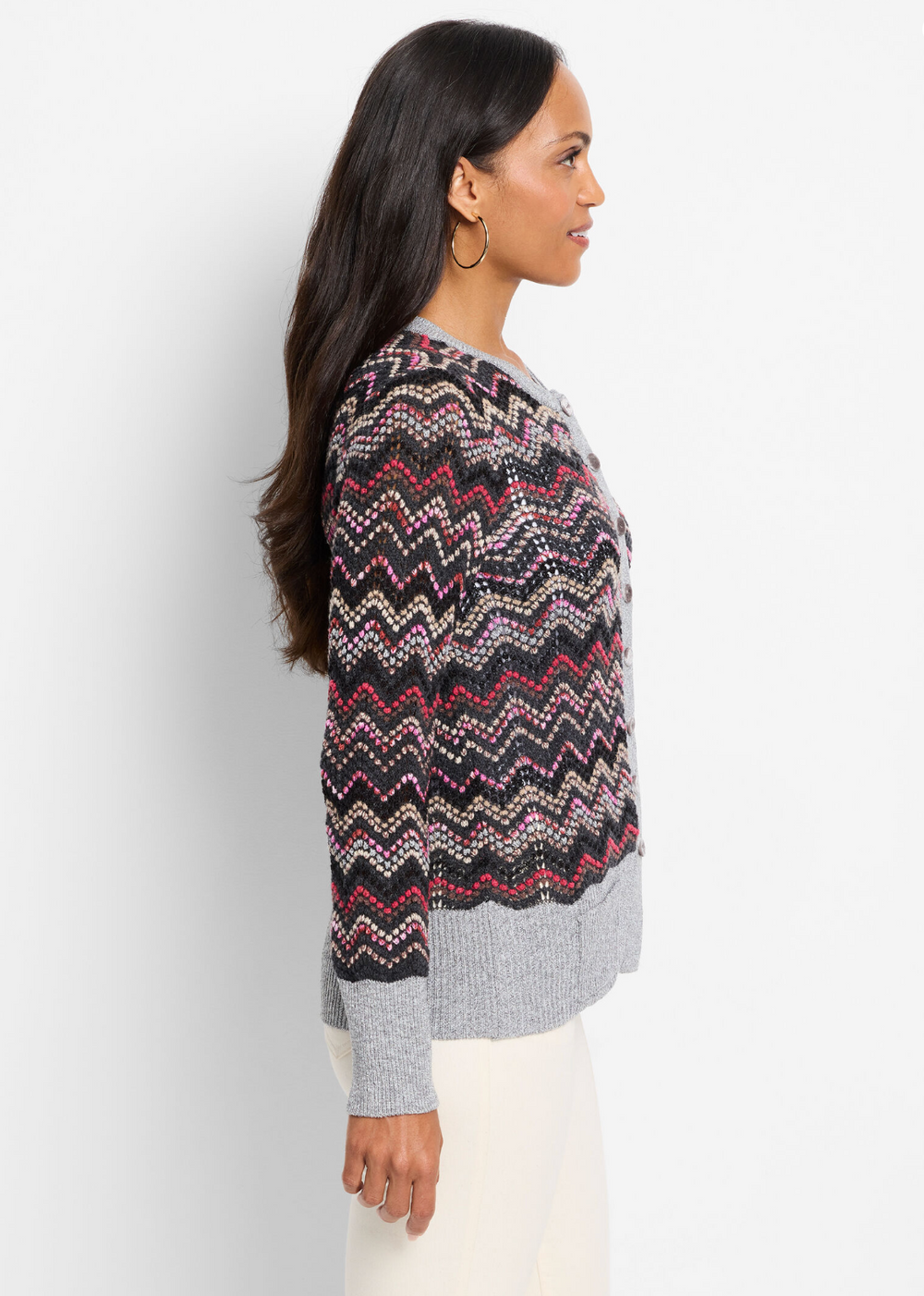 Nic + Zoe cardigan F241178, Zig Zag chenille