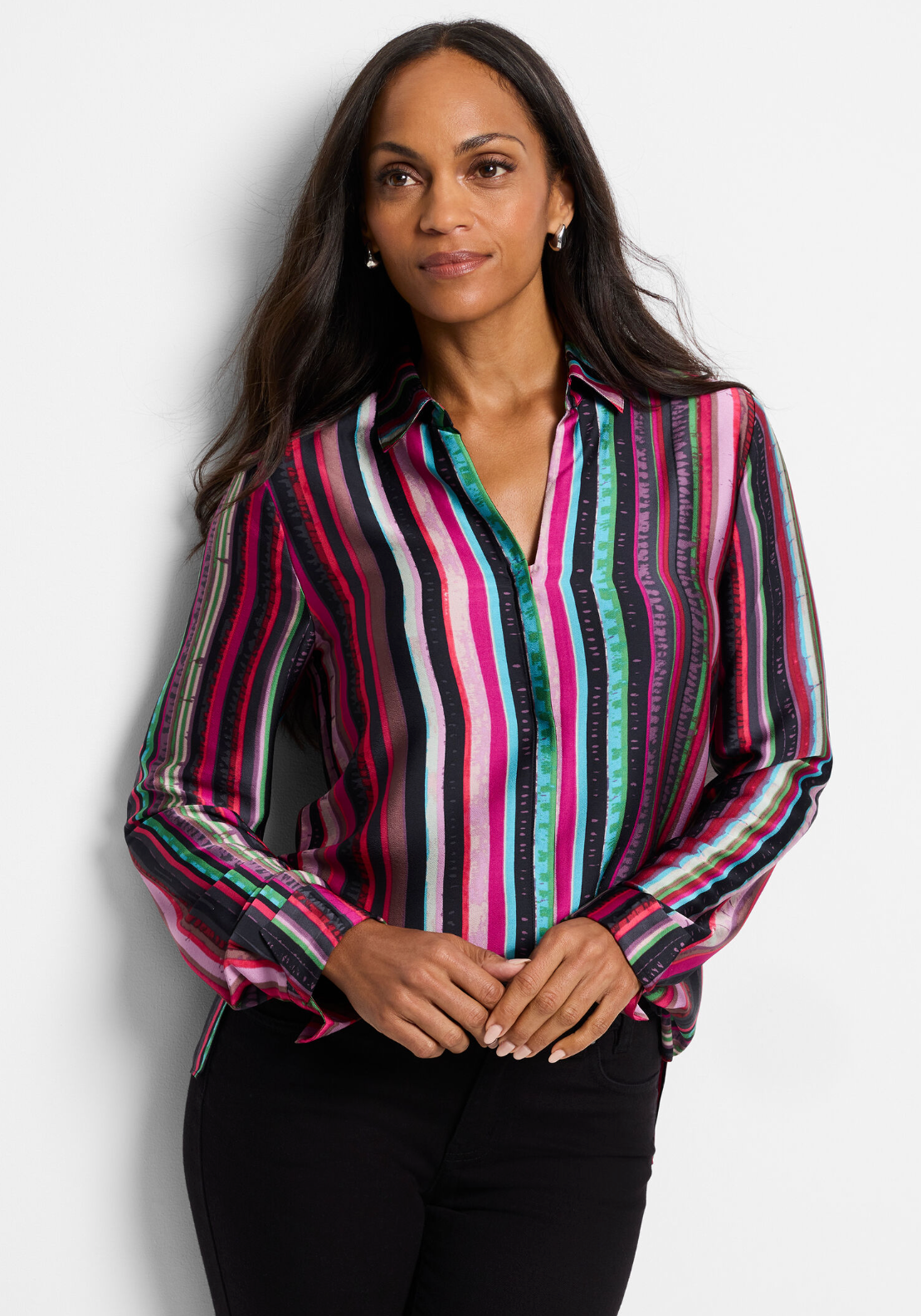 Nic + Zoe shirt 241636, vivid vision stripe