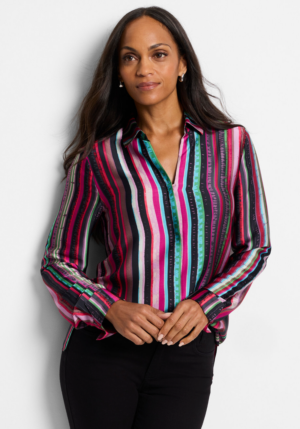 Nic + Zoe shirt F241636, vivid vision stripe