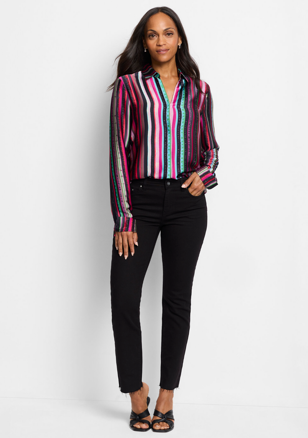 Nic + Zoe shirt F241636, vivid vision stripe