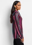 Nic + Zoe shirt F241636, vivid vision stripe