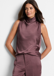 Nic + Zoe tank 241650, luxe satin drapeneck
