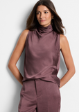 Nic + Zoe tank F241650, luxe satin drapeneck