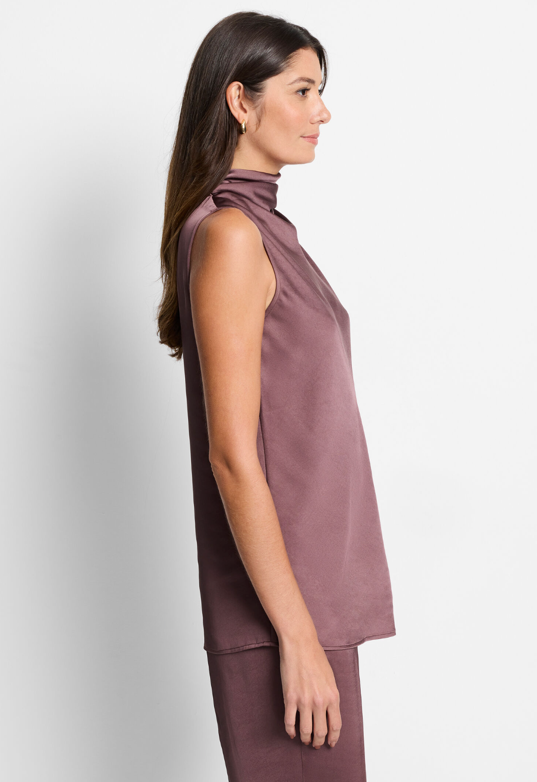 Nic + Zoe tank 241650, luxe satin drapeneck