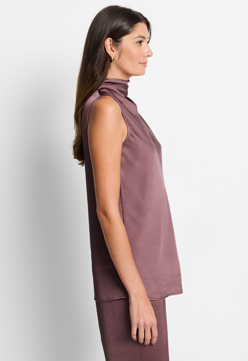 Nic + Zoe tank F241650, luxe satin drapeneck