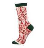 Socksmith bamboo holiday graphic crew, women's sizing (3 patterns)