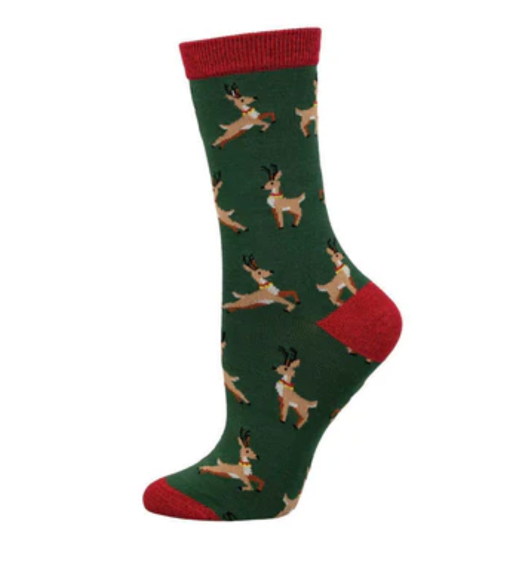 Socksmith bamboo holiday graphic crew, women's sizing SALE