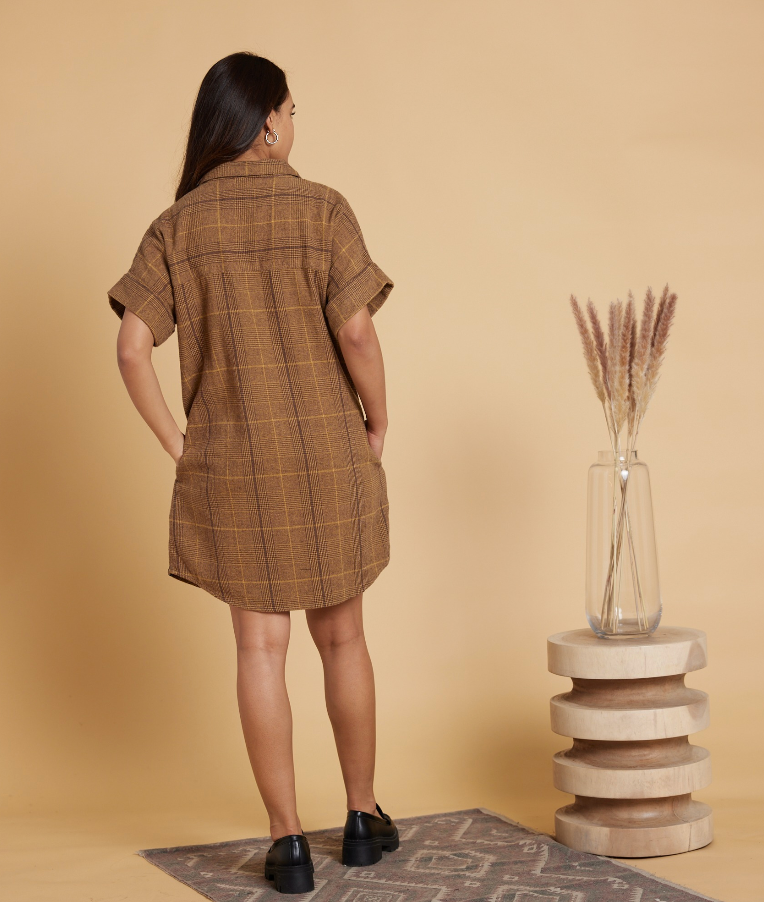 Vestido/chaqueta/abrigo Amaris de Known Supply, franela de algodón orgánico a cuadros