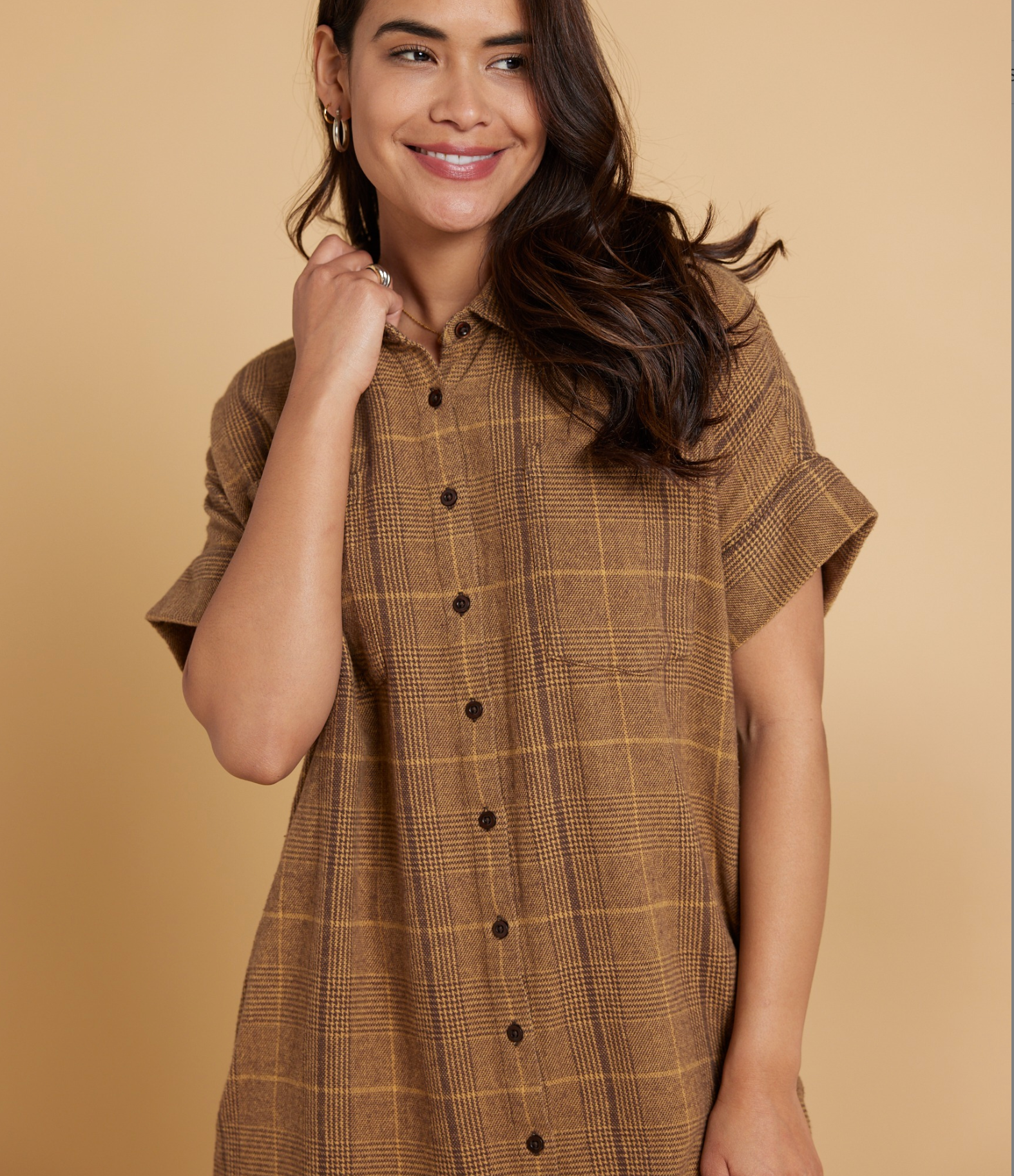 Vestido/chaqueta/abrigo Amaris de Known Supply, franela de algodón orgánico a cuadros