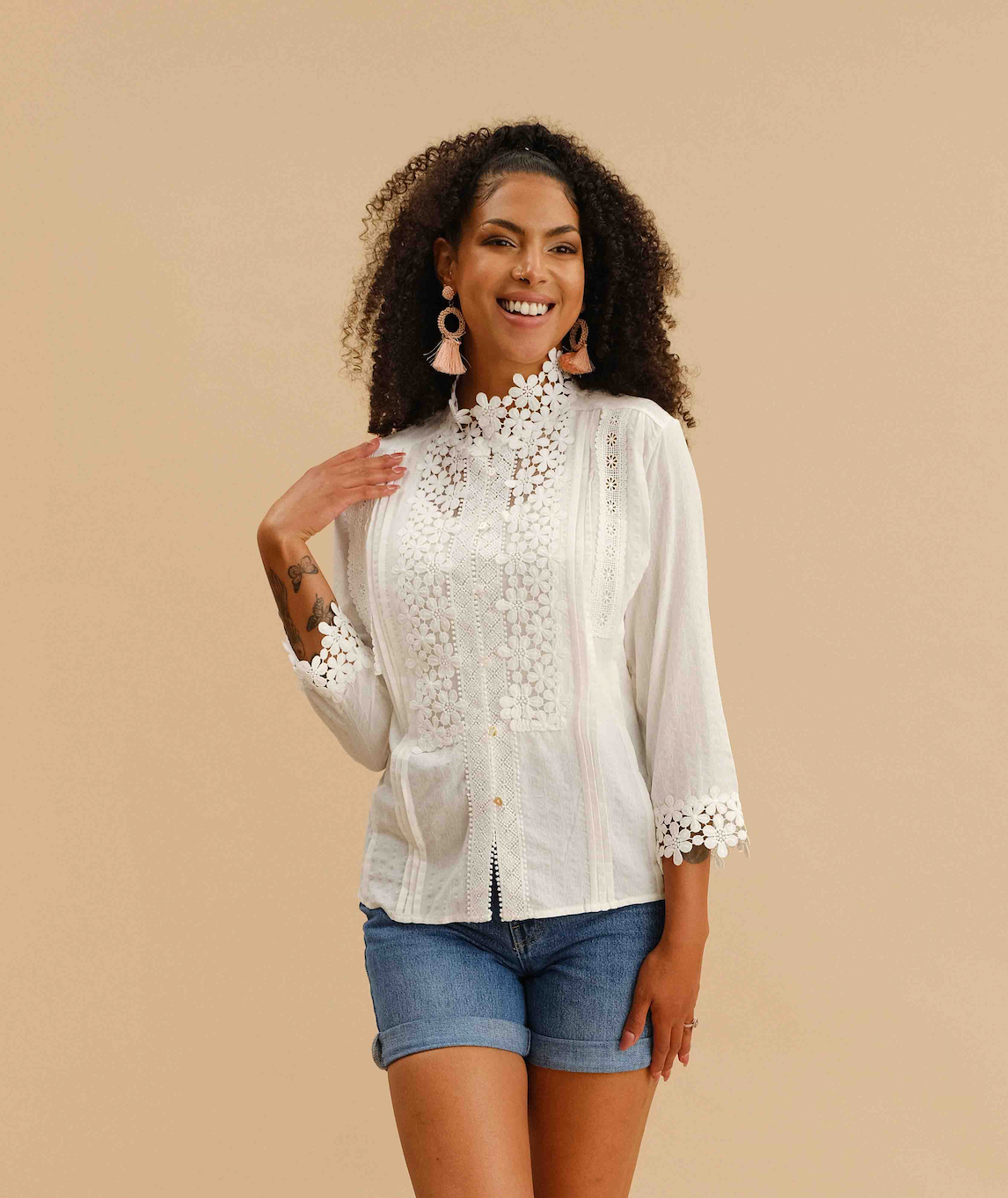 Fashion Concepts shirt 251440, lace button front