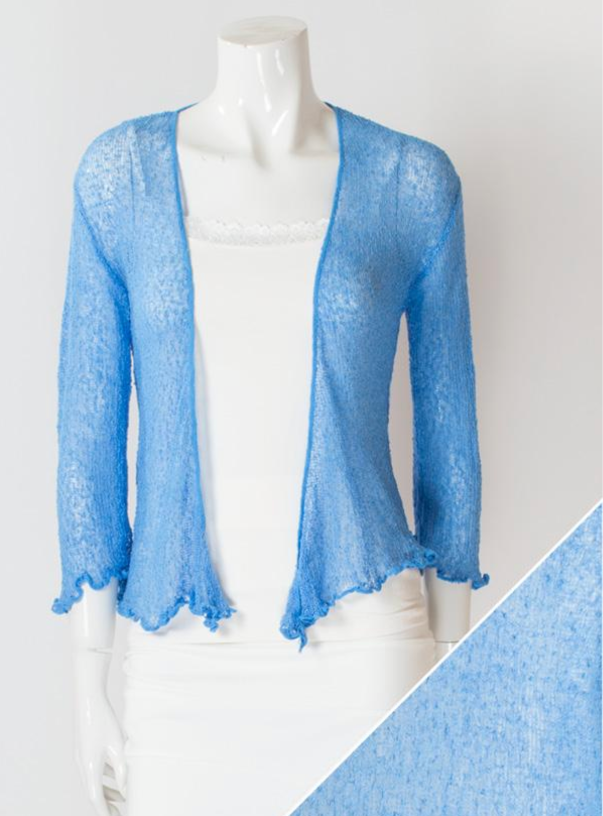 Blue Sky cardigan, short mesh shrug (18 colors)
