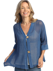 Chaqueta de malla Jess &amp; Jane, dobladillo con volante de 2 botones