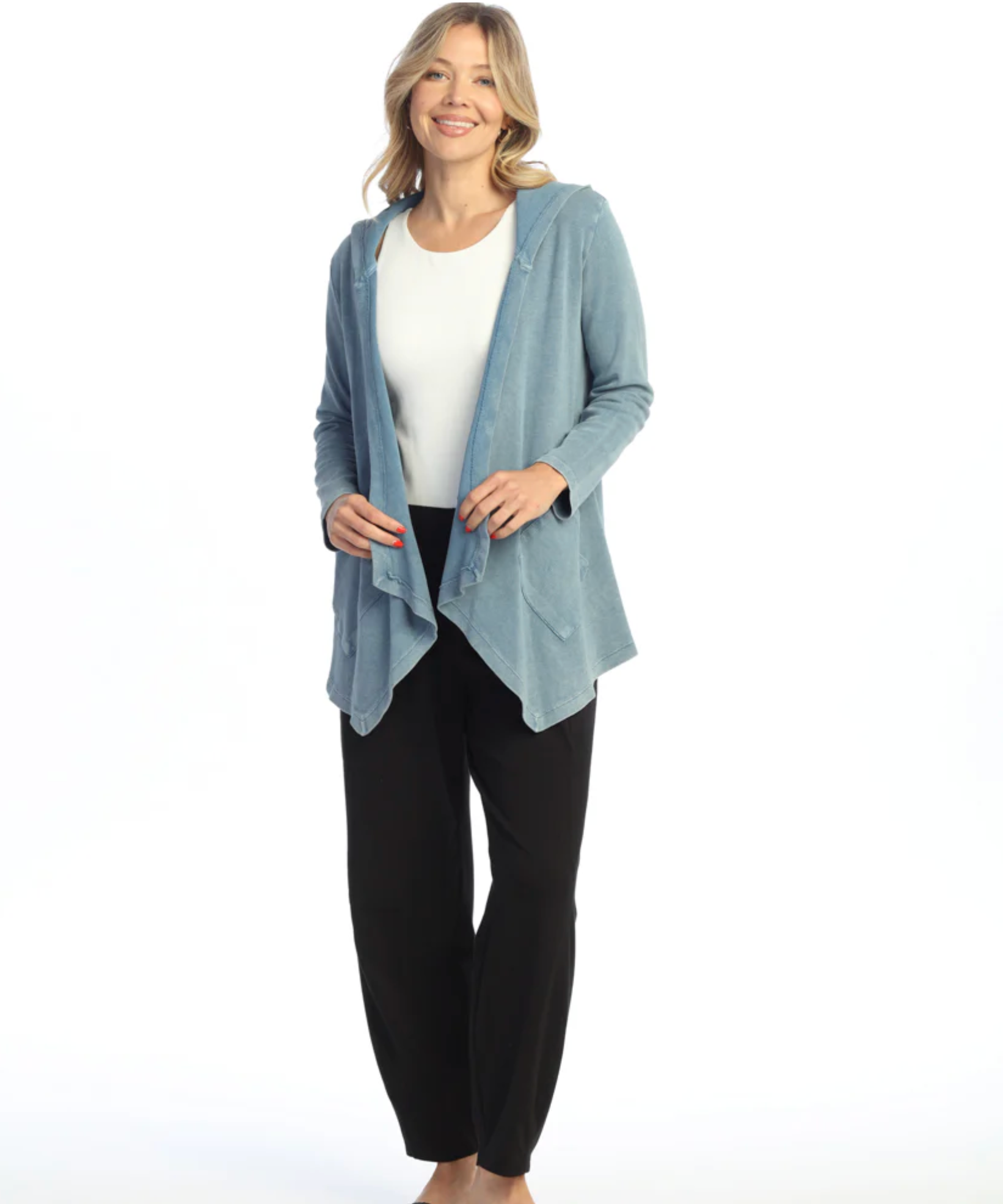 Chaqueta de malla Jess &amp; Jane, dobladillo con volante de 2 botones
