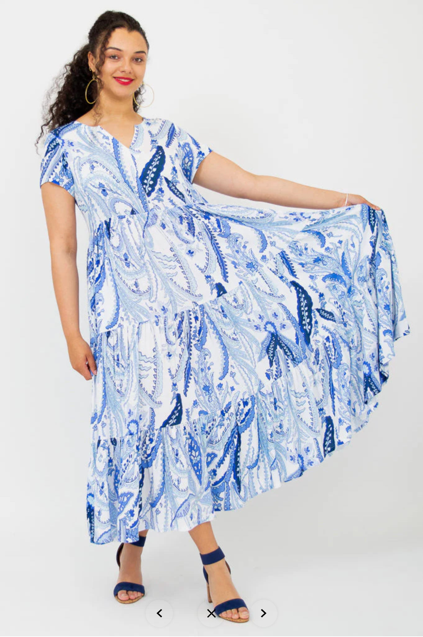 Blue Sky Laurita dress, linen-bamboo Radiant print