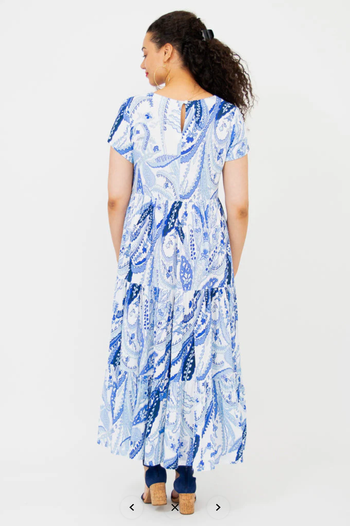 Blue Sky Laurita dress, linen-bamboo Radiant print