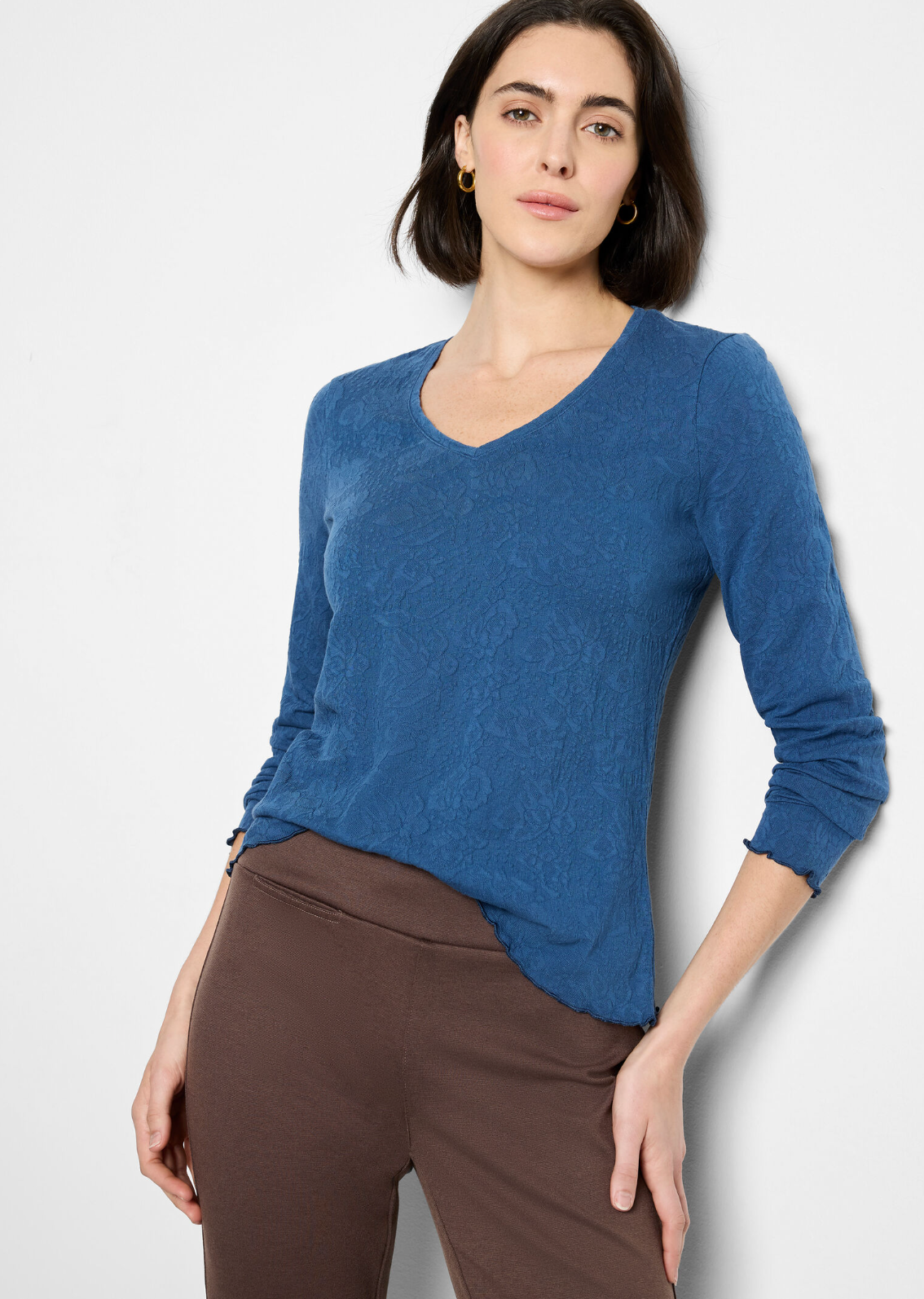 Nic + Zoe t-shirt, lace knit v-neck