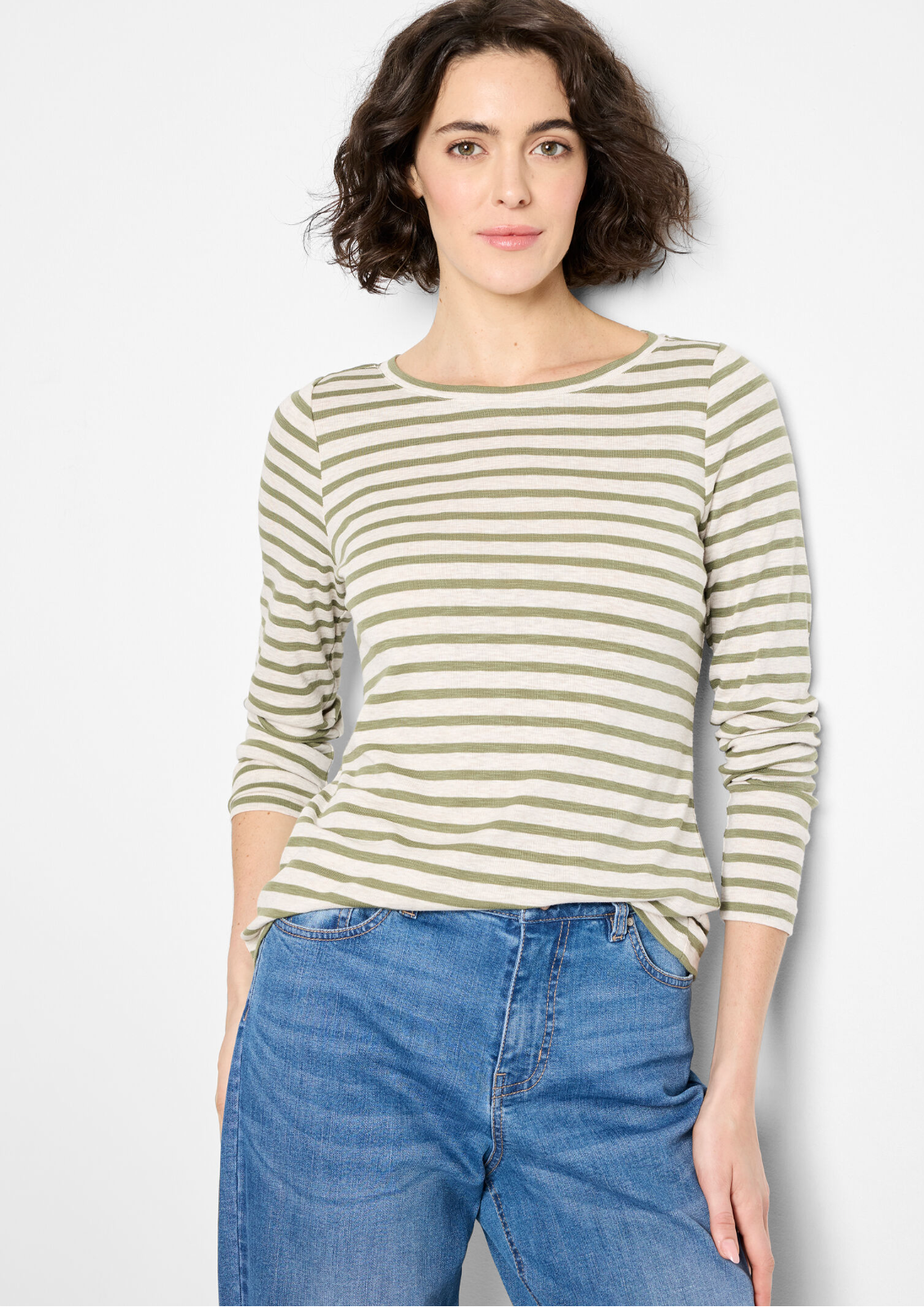 Nic + Zoe t-shirt 252044, stripe boatneck long sleeve (2 colors)