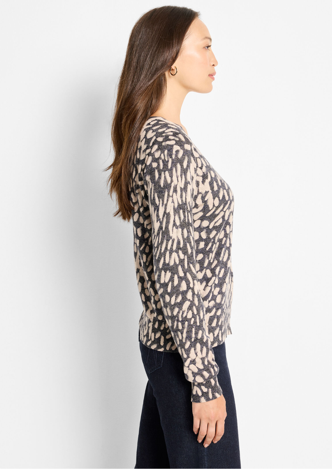 Nic + Zoe sweater 251176, wild dot buttoned up pullover