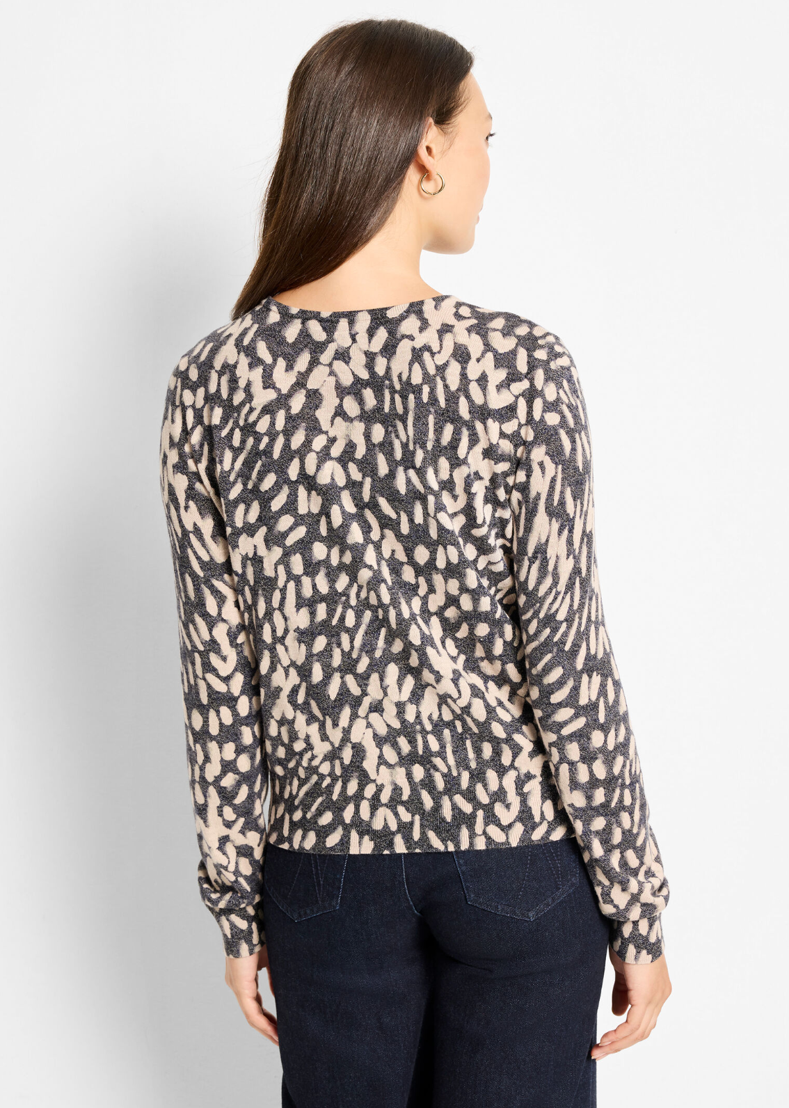 Nic + Zoe sweater 251176, wild dot buttoned up pullover