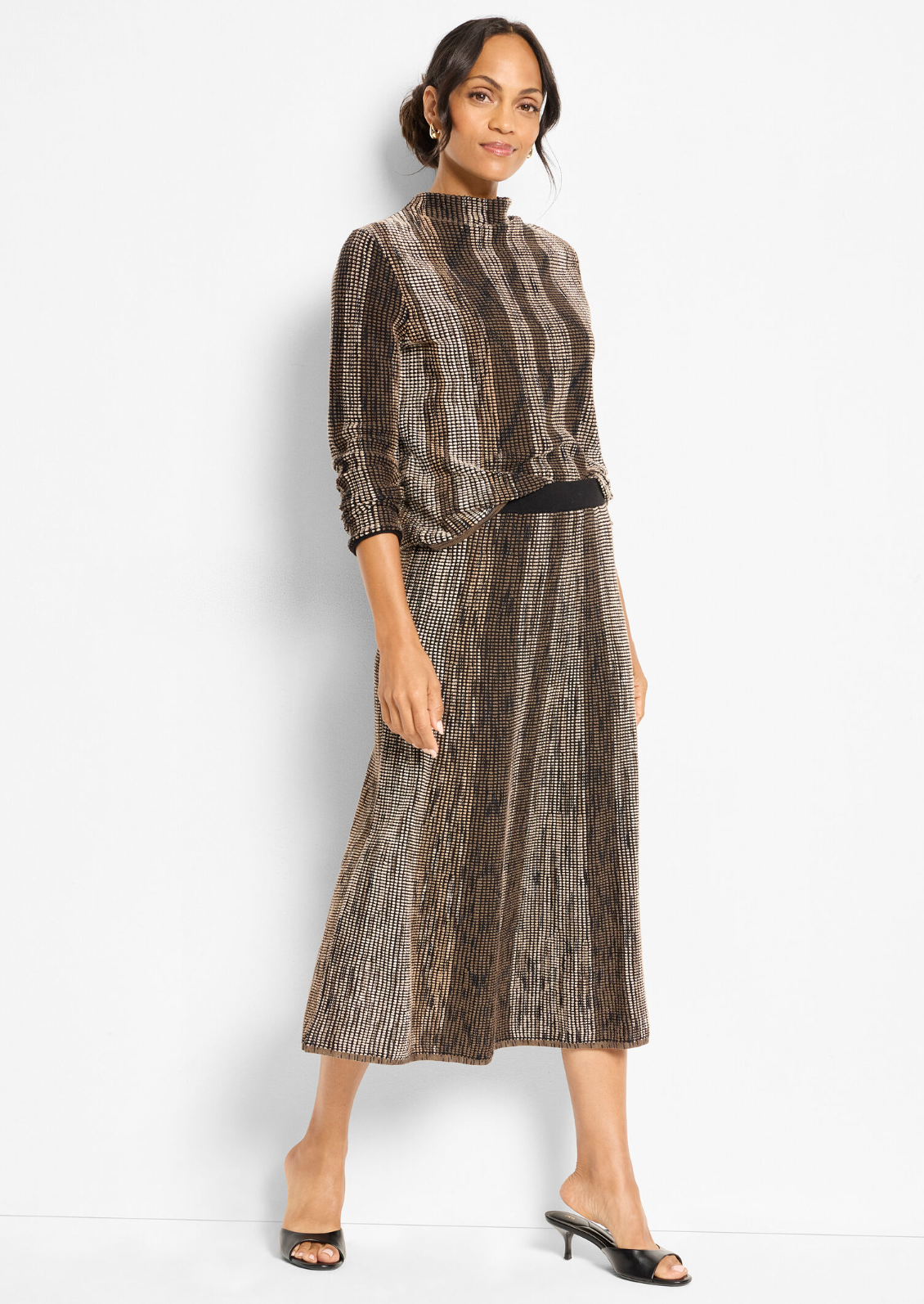 Nic + Zoe sweater/skirt 251183/251324, ombre pixel knit