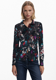Desigual Oporto shirt, velvet burnout tulle