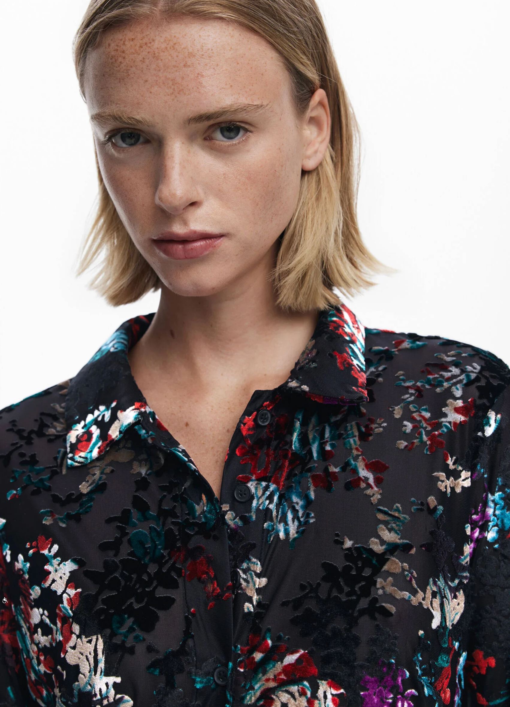 Desigual Oporto shirt, velvet burnout tulle
