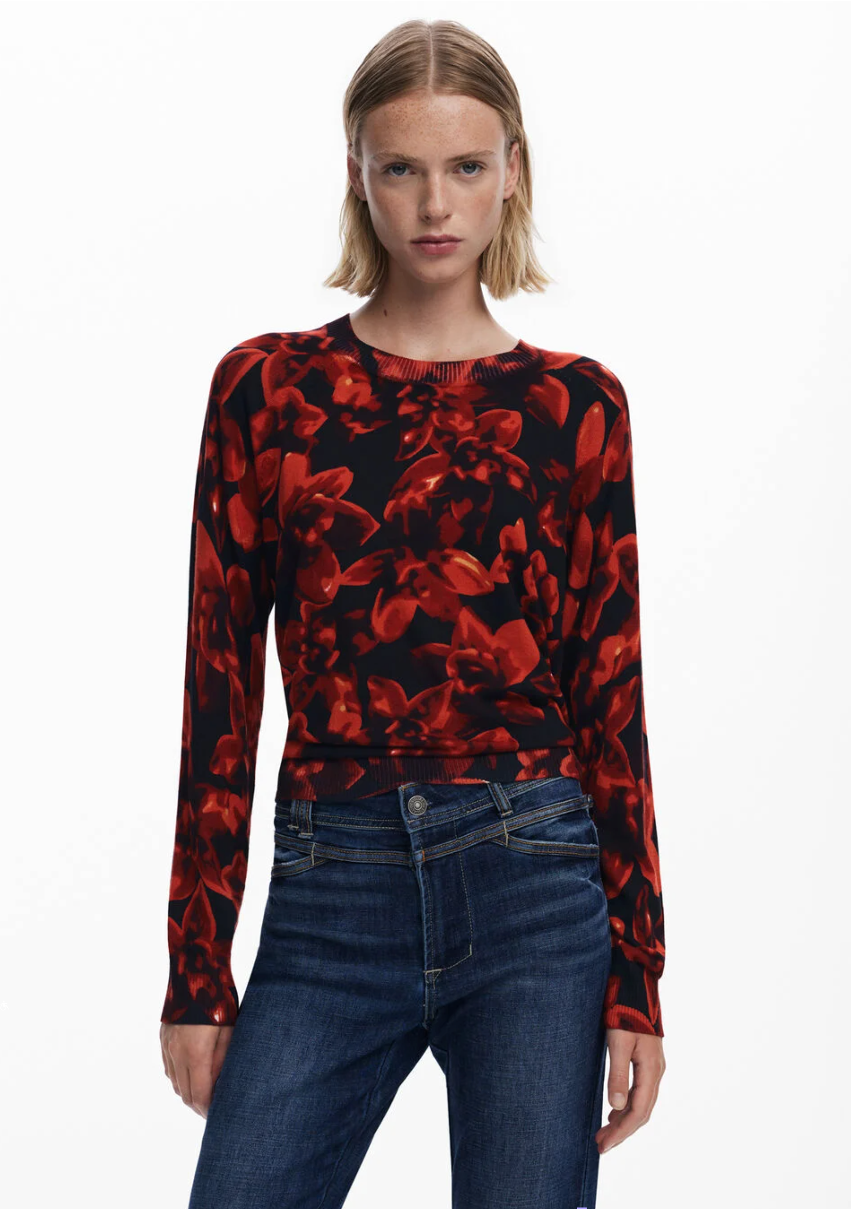 Desigual Lund sweater, thin gauge floral print