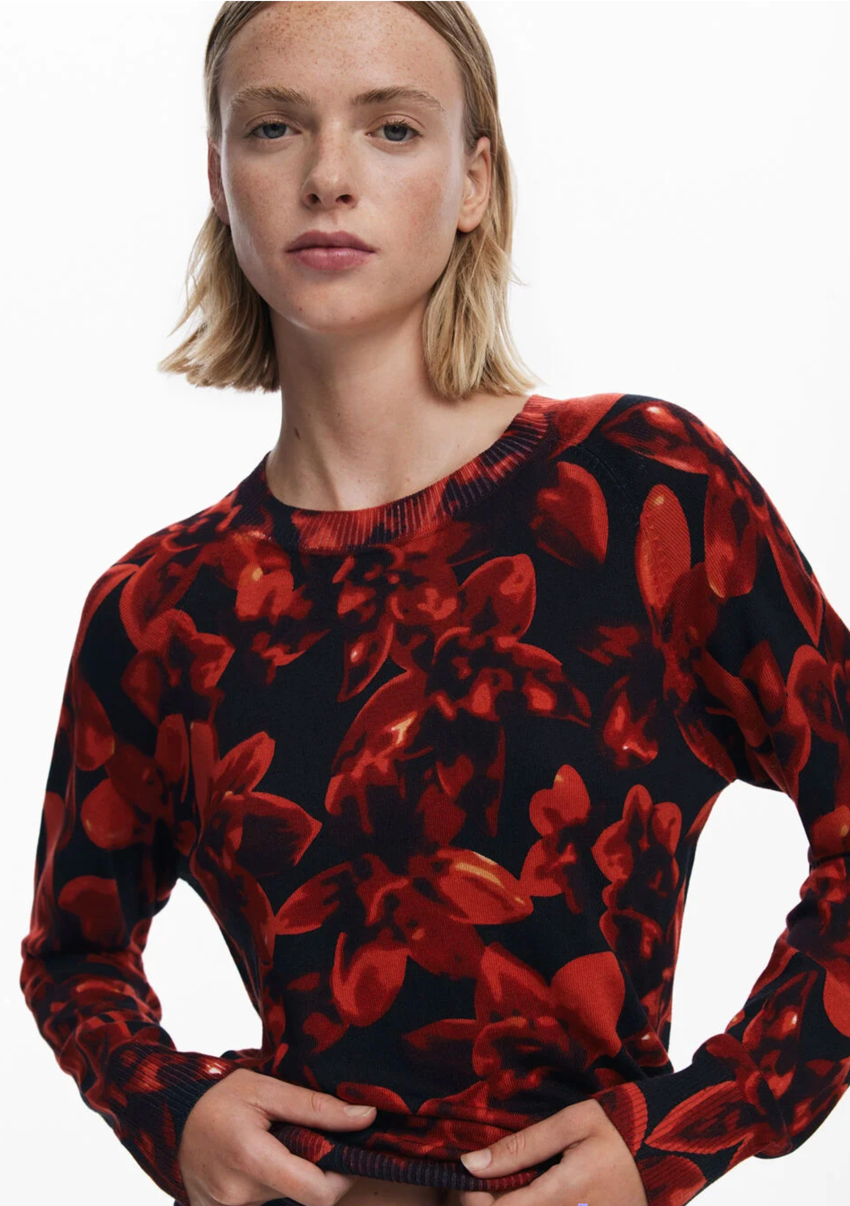 Desigual Lund sweater, thin gauge floral print