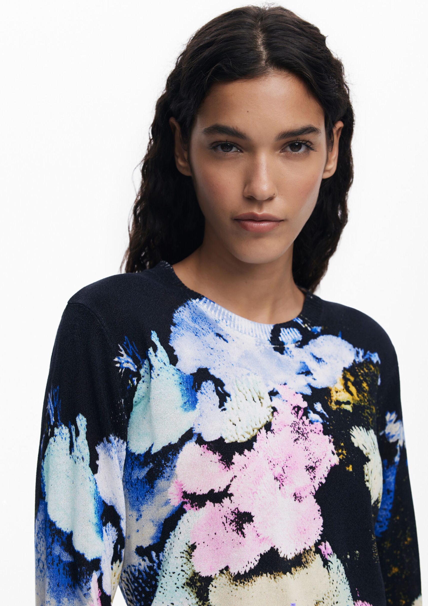 Desigual Nenufar sweater, thin gauge Lacroix print