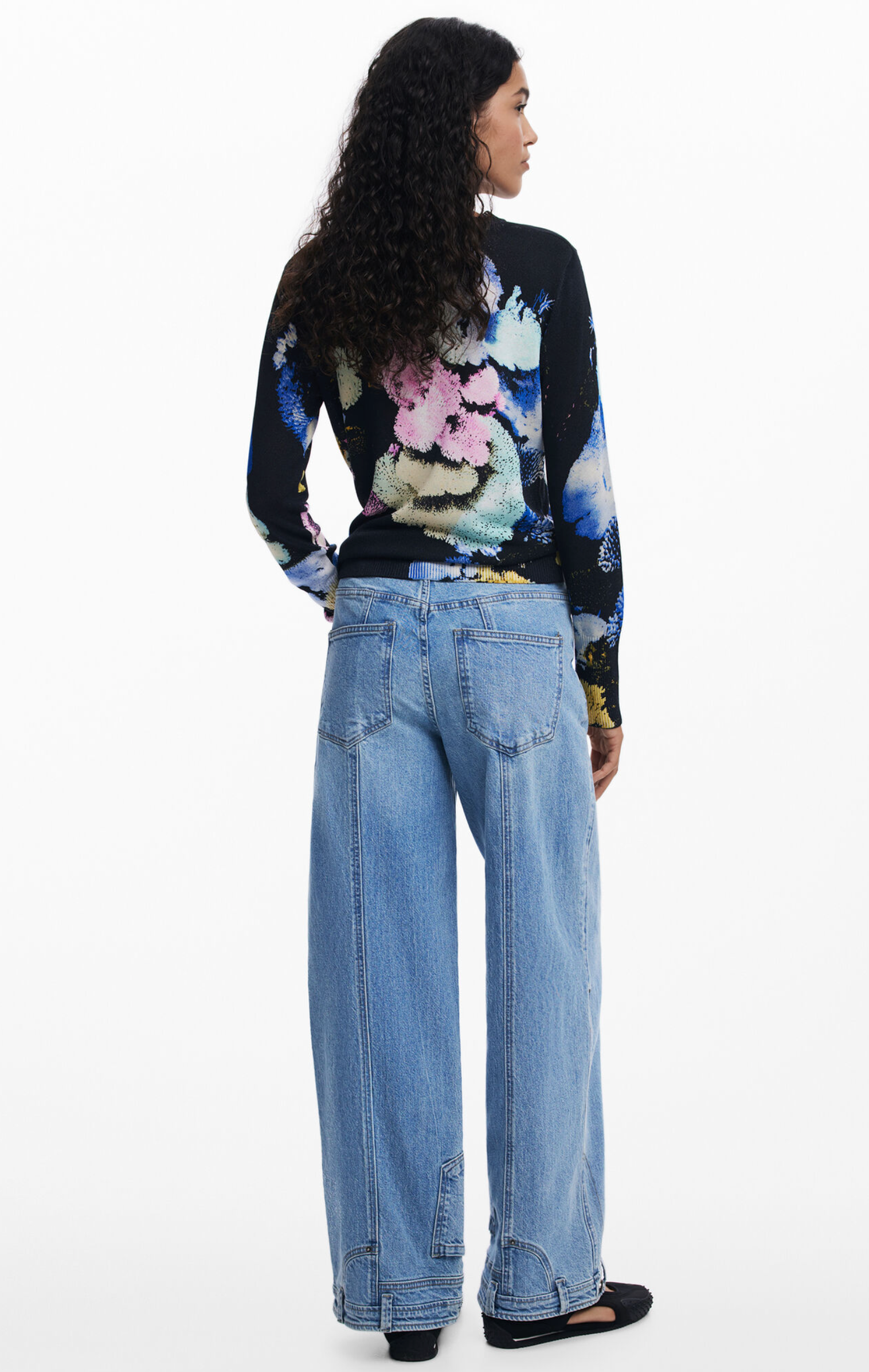 Desigual Nenufar sweater, thin gauge Lacroix print
