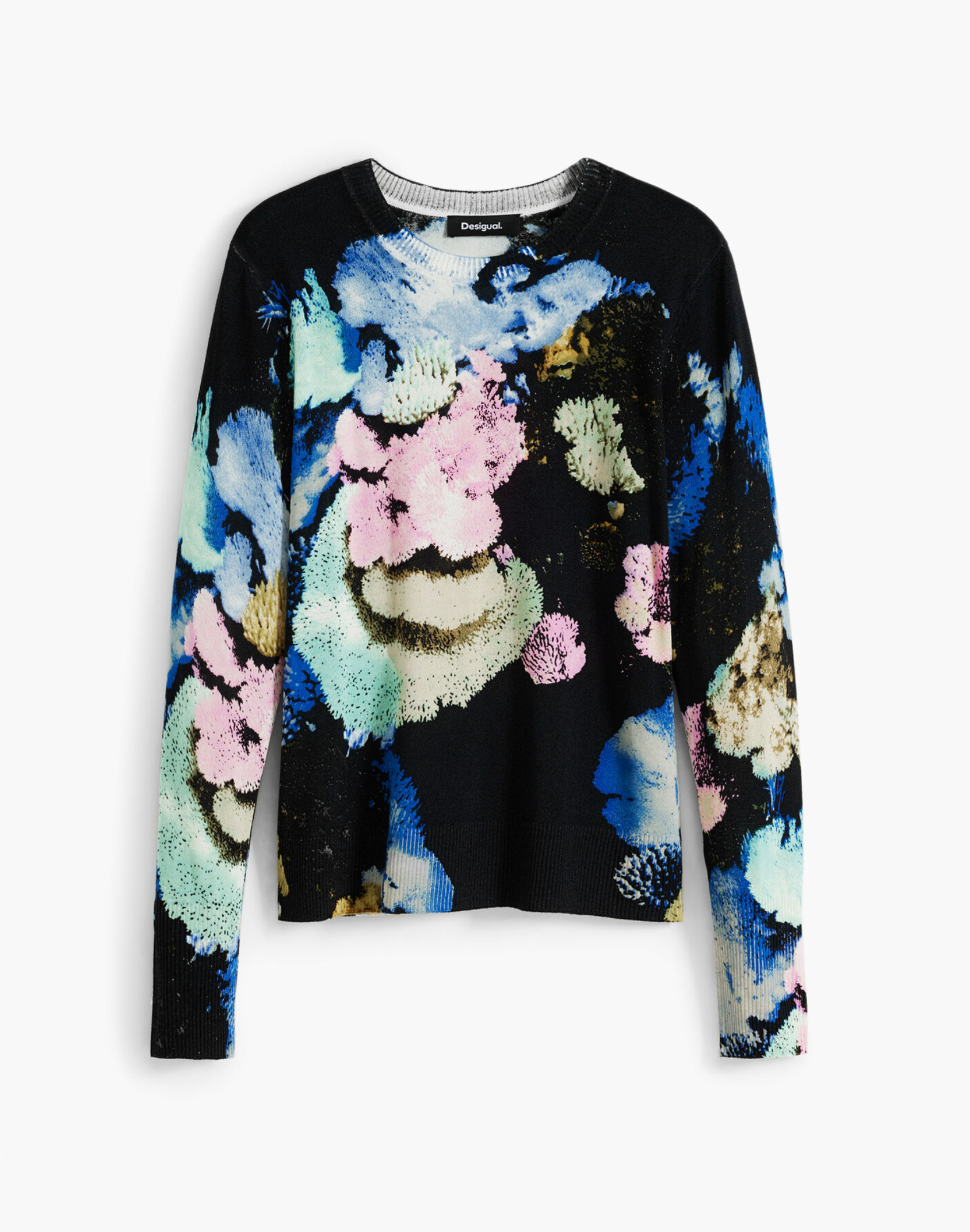 Desigual Nenufar sweater, thin gauge Lacroix print