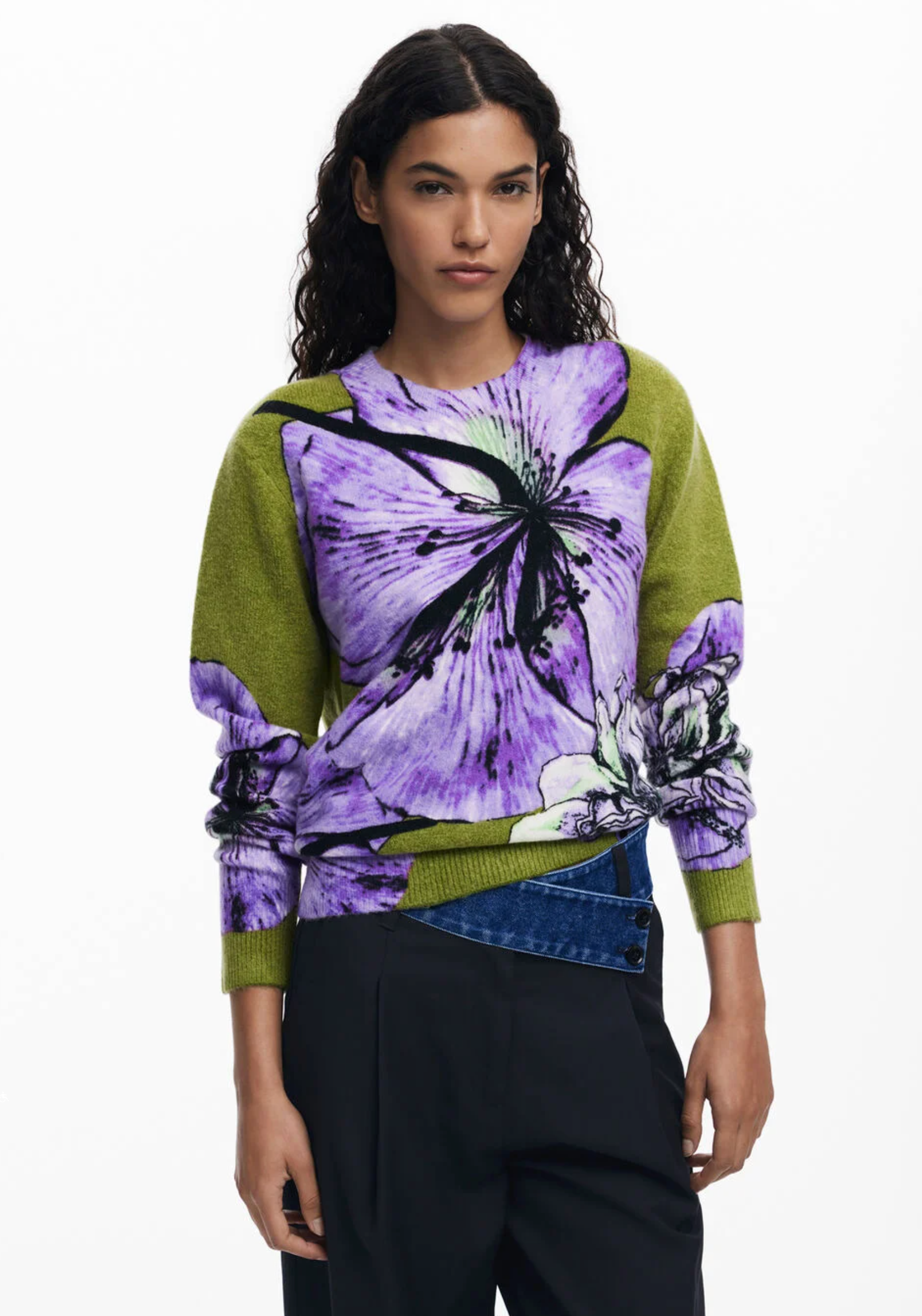 Desigual Orquidea sweater, Lacroix print