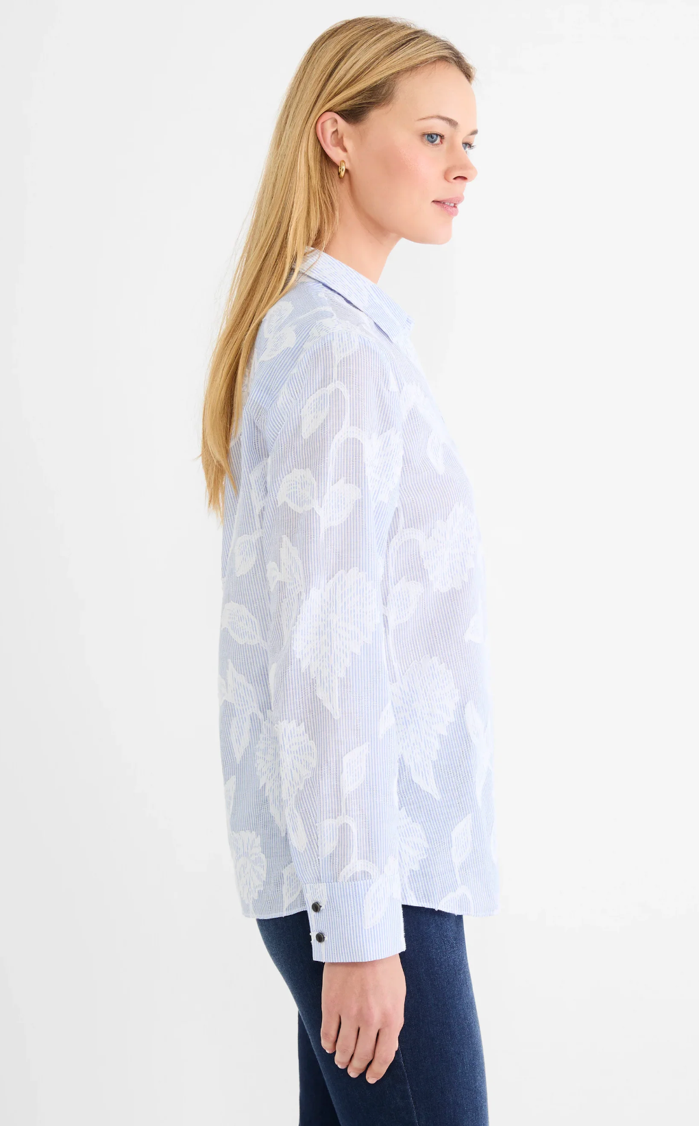 Nic + Zoe shirt 261660, sky striped jacquard