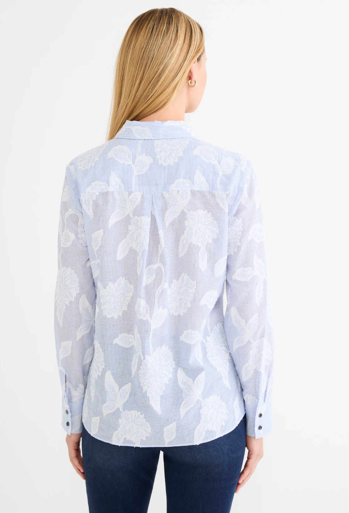 Nic + Zoe shirt 261660, sky striped jacquard