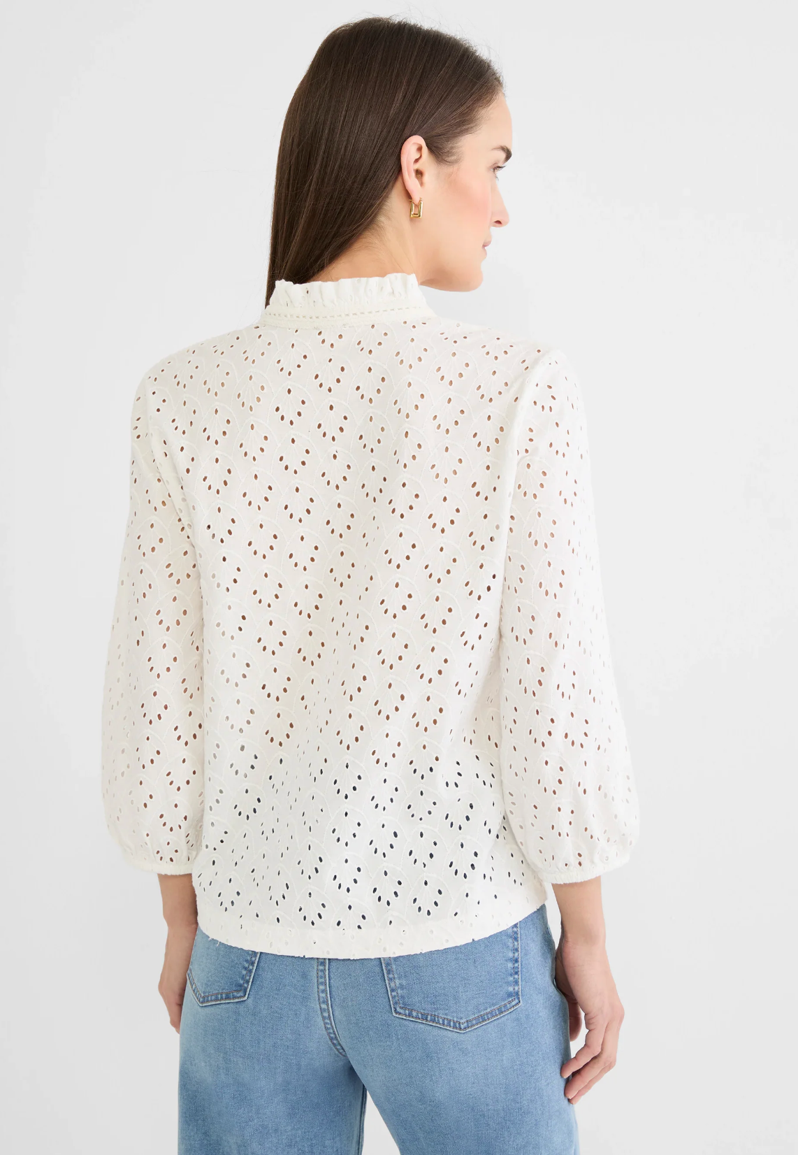 Nic + Zoe shirt 261036, eyelet ruffle neck