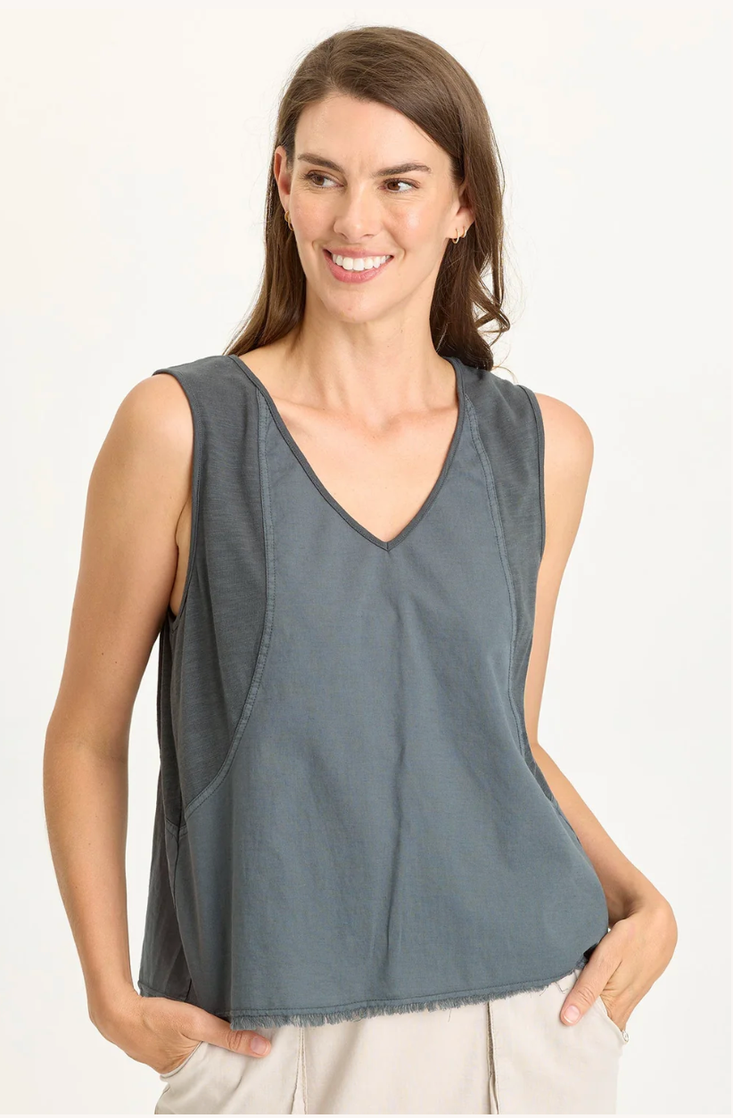 Wearables by XCVI tank 14894, Mazie linen v-neck