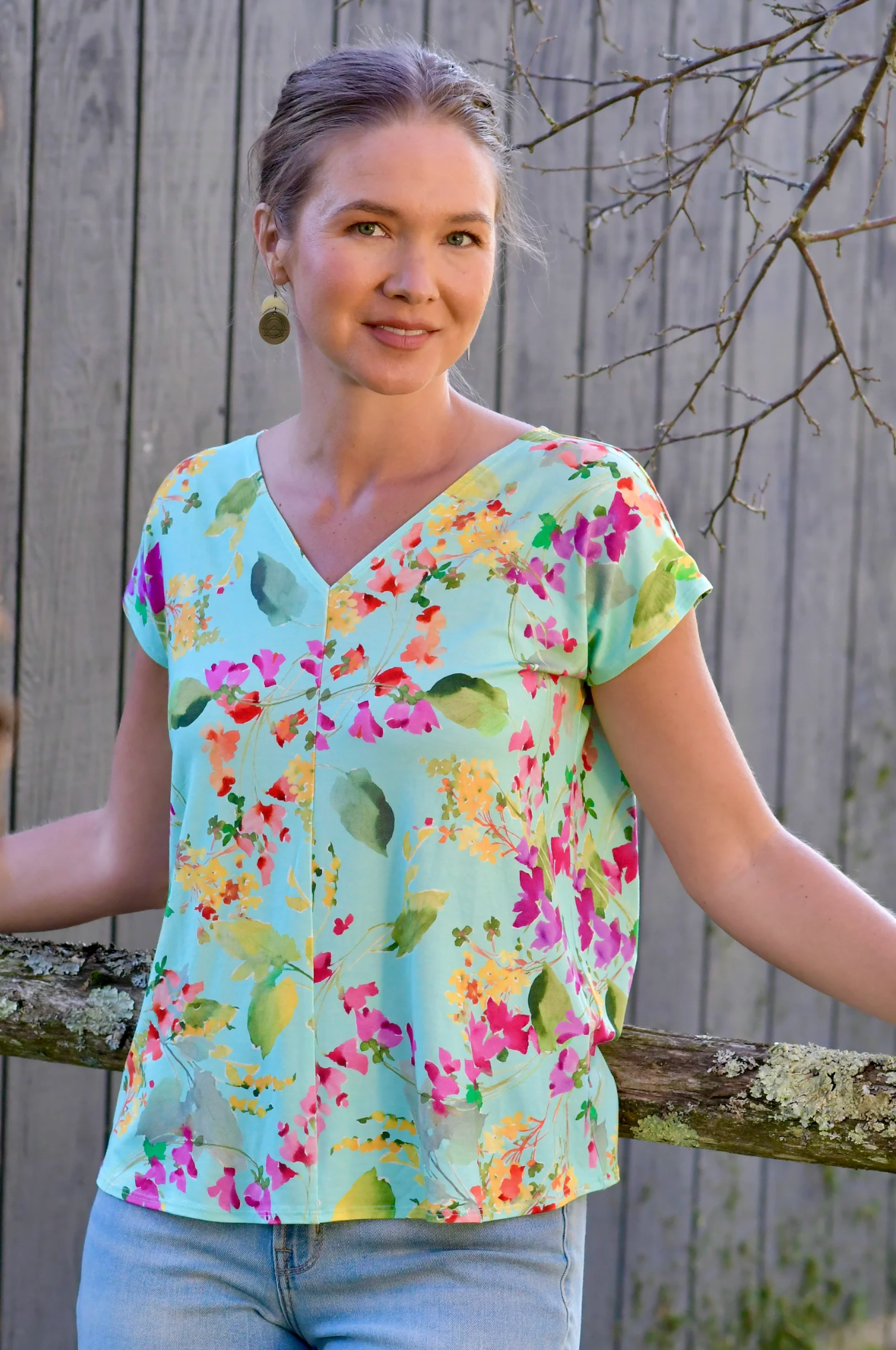 Salaam Bella shirt, cap sleeve print