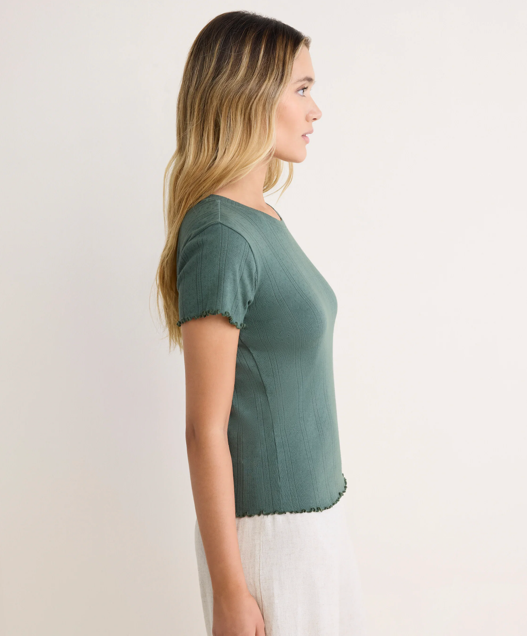 Nic + Zoe t-shirt 263000, pointelle rib short sleeve