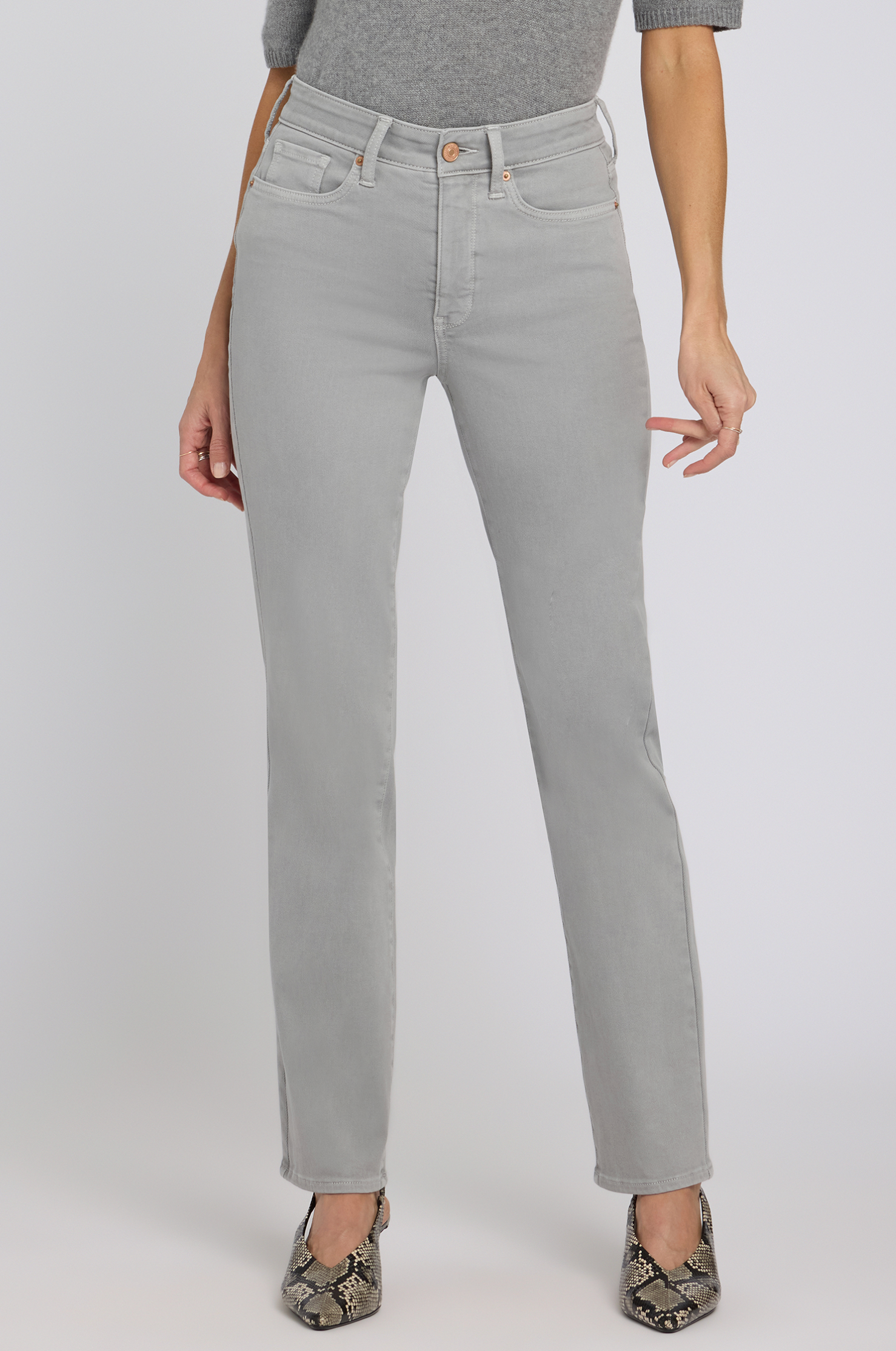 NYDJ Marilyn straight jeans, HIGH rise Retro Espresso and Skyscraper washes