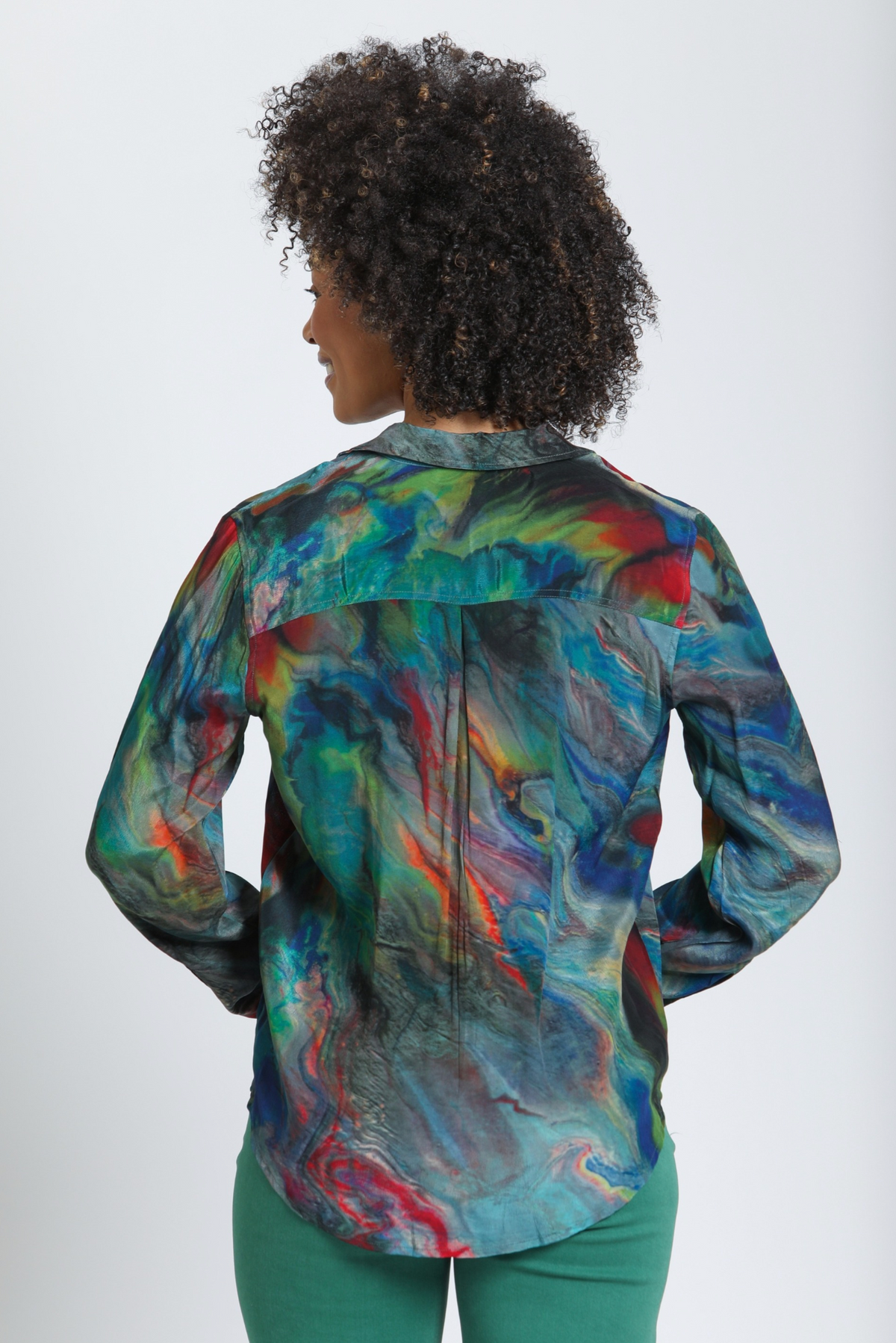 APNY shirt, Emerald Aura Multi crepe