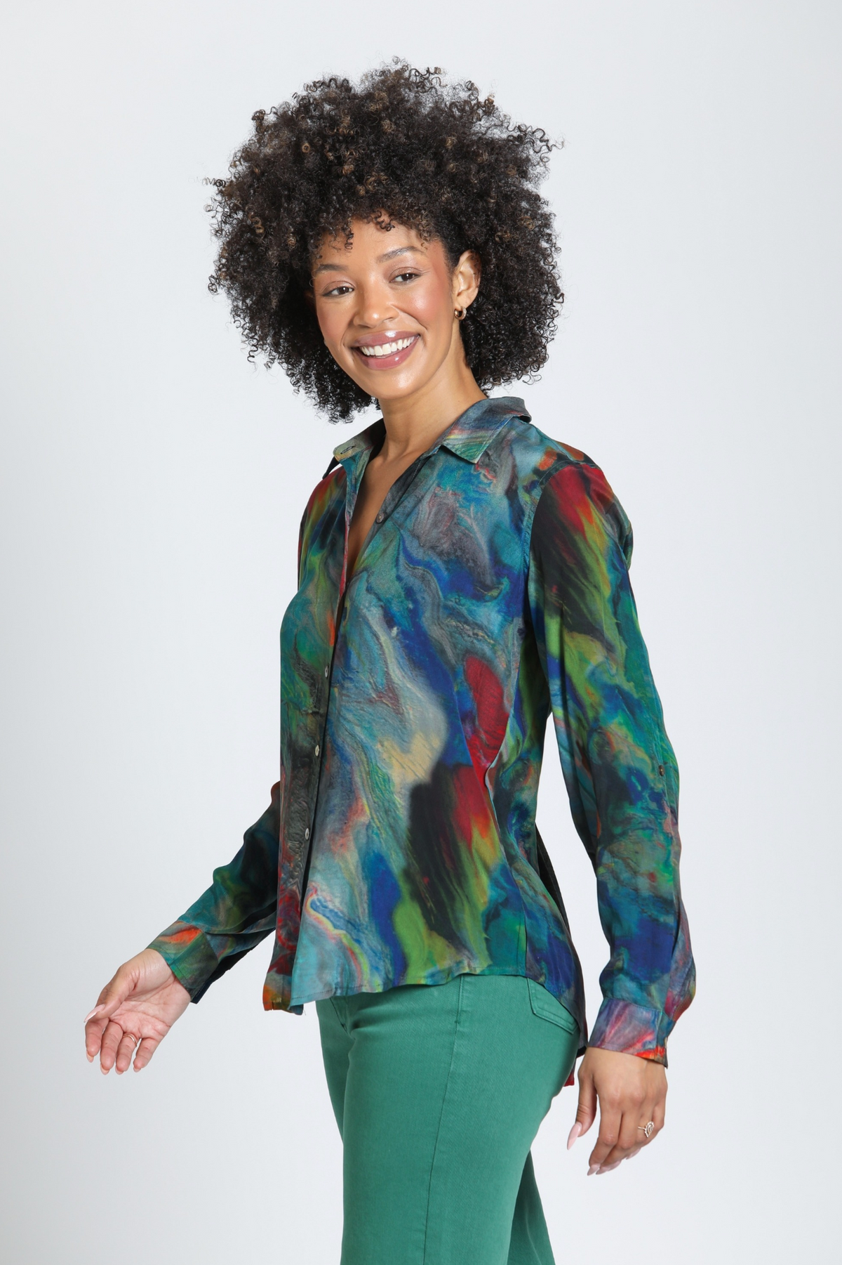 APNY shirt, Emerald Aura Multi crepe