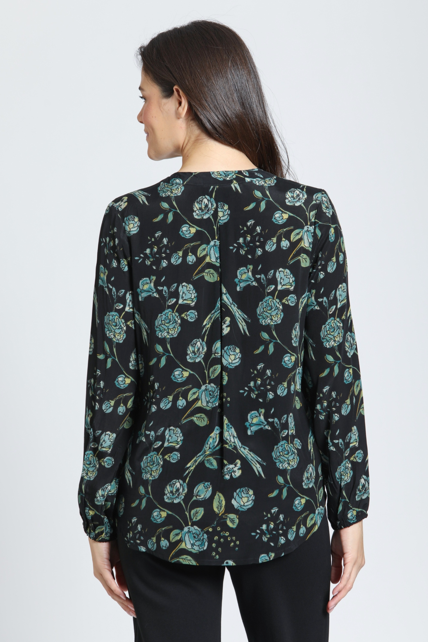 APNY shirt, Midnight Forest & Sage crepe