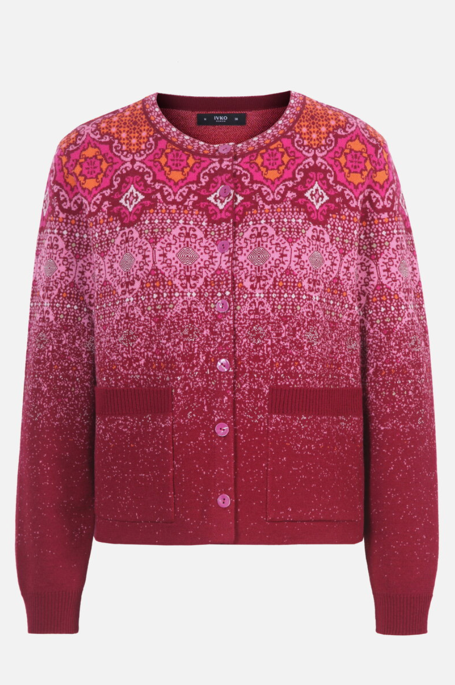 Ivko cardigan, Azulejo Fade pattern 100% wool
