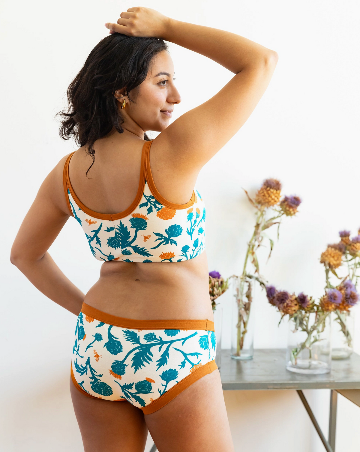 Thunderpants Longline bra, Robben's Artichokes print