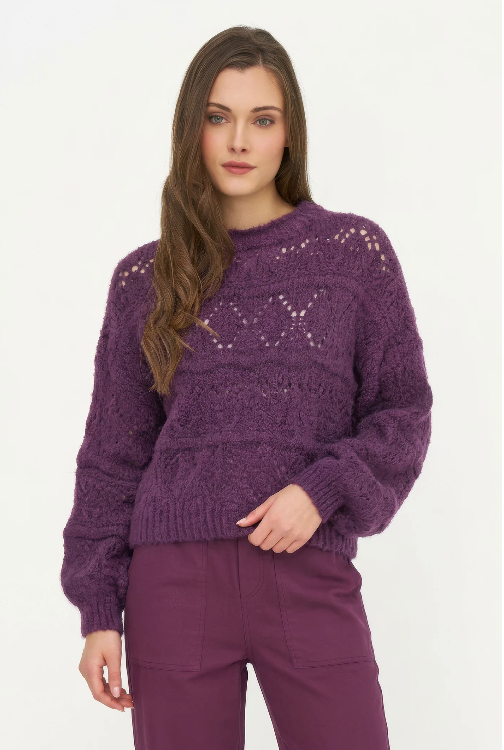M (Made in Italy) sweater, open crochet (2 colors) 33-21629Z